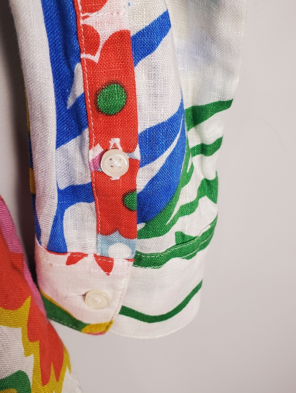 Boden Women's Sienna Linen  Colorful Floral Button-Up Shirt Size 6P - Picture 3 of 15